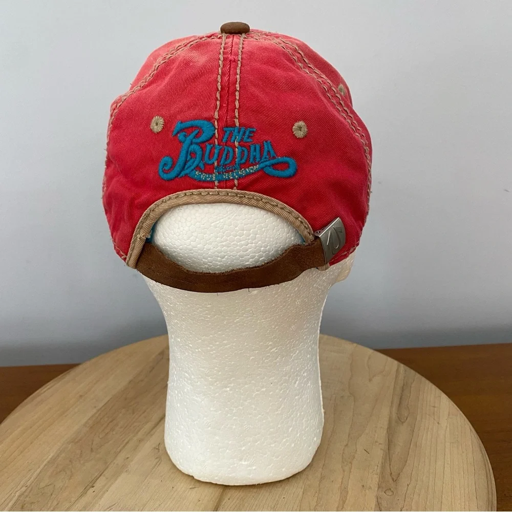 True Religion VTG The Buddha Red and Leather Distressed Hat Y2K Red Blue RARE‎